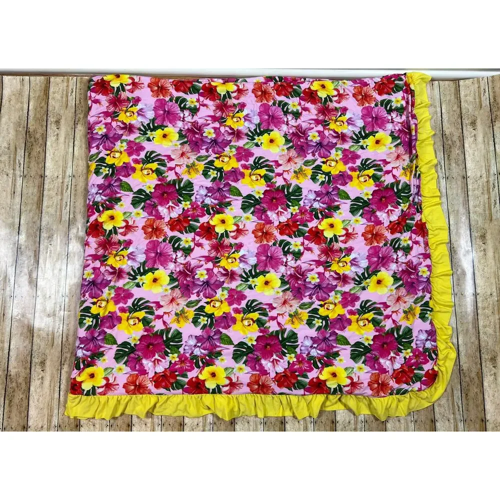 Posh Peanut Malana Luxe Patoo Bamboo Blanket Tropical Hibiscus 60x60